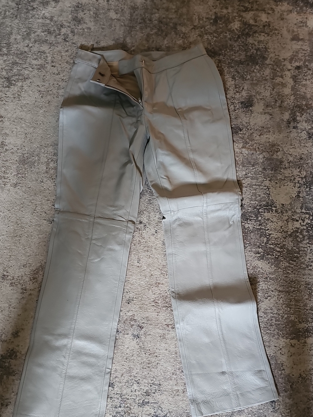 Shape FX Light Gray Leather Straight-Leg Pants
